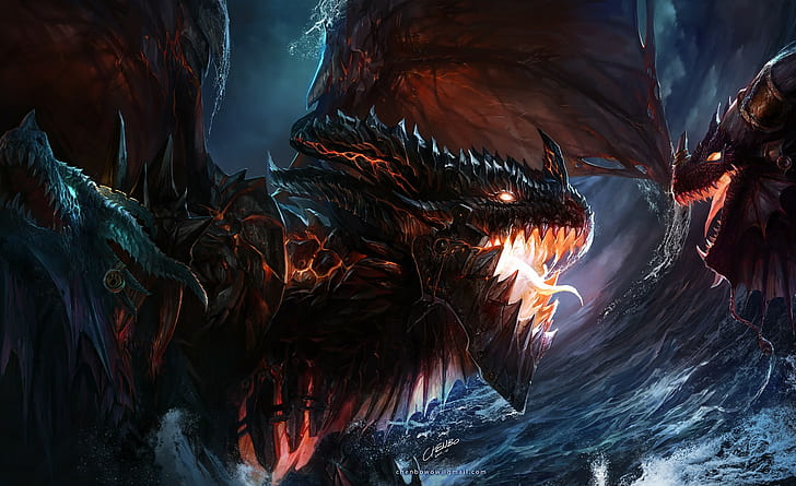 Deathwing, dragon, Warcraft, HD wallpaper