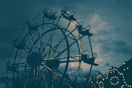 Ferris wheel, ferris wheel, night, backlight, HD wallpaper HD wallpaper