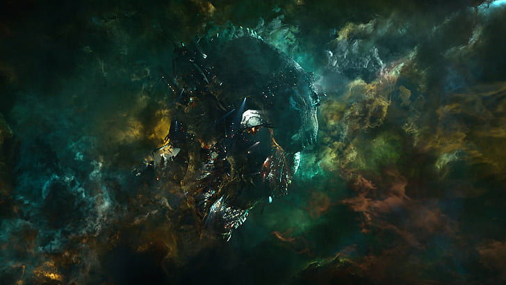 Хранители Галактики Marvel Космический корабль Голова туманности HD, иллюстрация галактики, кино, чудо, галактика, туманность, космический корабль, голова, стражи, HD обои