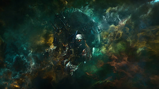Guardians of the Galaxy Marvel Spaceship Nebula Head HD, ilustración de galaxias, películas, la maravilla, galaxia, nebulosa, nave espacial, cabeza, guardianes, Fondo de pantalla HD HD wallpaper