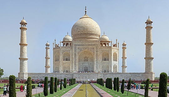 indisk arkitektur mausoleum byggnad Indien Taj Mahal forntida vattenträd, HD tapet HD wallpaper