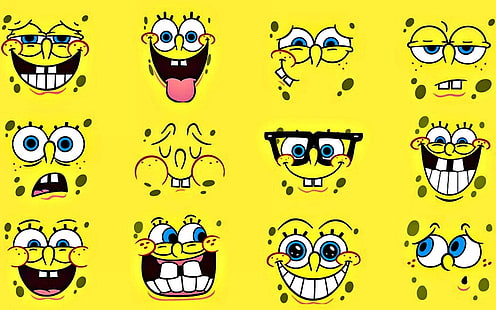 Personaggi dei cartoni animati SpongeBob Design Desktop Wallpa .., SpongeBob SquarePants facce illustrazione, Sfondo HD HD wallpaper