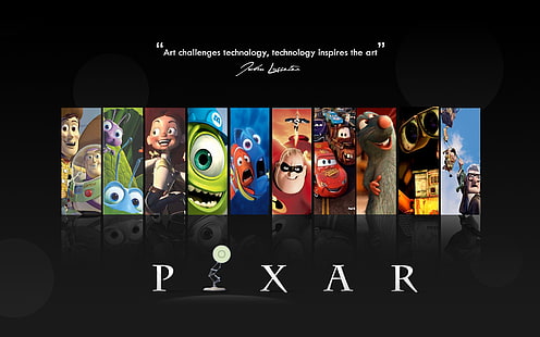 Pixar Disney Company Walle Cars cytuje film znajdowanie nemo monsters inc ratatouille toy story Entertainment Movies Sztuka HD, Pixar, Disney Company, Tapety HD HD wallpaper