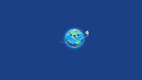 Pflanze Erde Tapete, einfach, Minimalismus, fadenlos, Raum, Sonne, Erde, Mond, blau, blauer Hintergrund, digitale Kunst, Humor, einfacher Hintergrund, HD-Hintergrundbild HD wallpaper