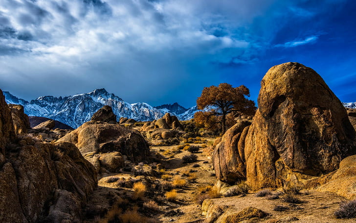 gunung, latar belakang gurun, batu, langit, HDR, unduh pegunungan 3840x2400, Wallpaper HD