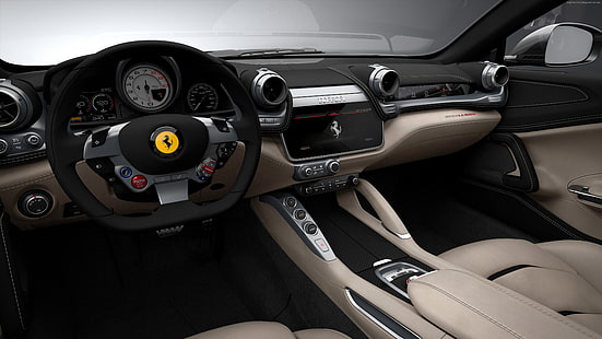 Ferrari GTC4Lusso, Salón Internacional del Automóvil de Ginebra 2016, coche deportivo, interior, Fondo de pantalla HD HD wallpaper