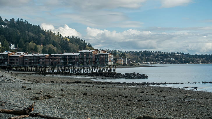 Negara bagian Washington, Seattle, pantai, Wallpaper HD