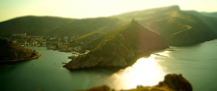 Bahía, colinas, mar, naturaleza, edificio de la ciudad y montaña, bahía, colinas, mar, naturaleza, Fondo de pantalla HD