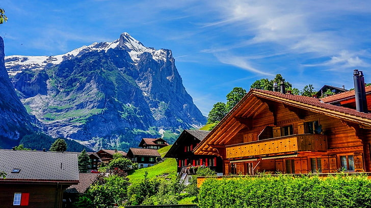 山、風景、スロベニア、シャレー、自然、 HDデスクトップの壁紙