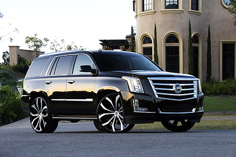black Cadillac SUV, Cadillac, Tuning, Escalade, Lexani, A Cadillac, HD wallpaper HD wallpaper