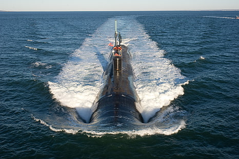 black submarine, the fourth generation, The Atlantic ocean, US NAVY, Virginia, multi-purpose submarines, SSN-774, HD wallpaper HD wallpaper