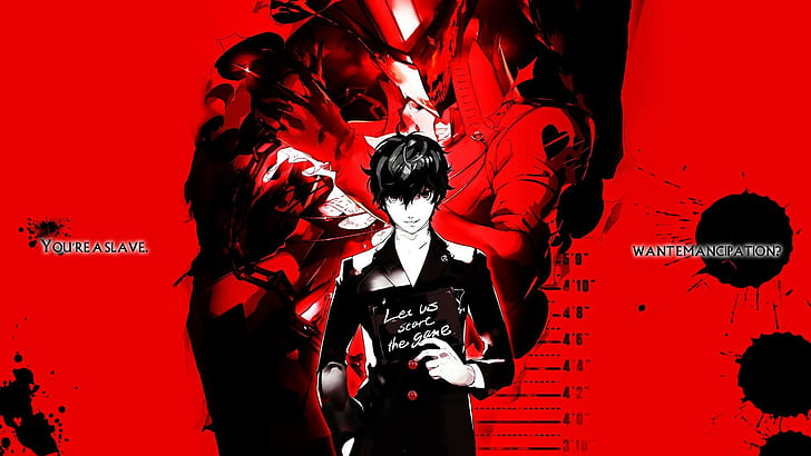человек в черно-белой рубашке с цифровыми обоями, Persona 5, серия Persona, HD обои