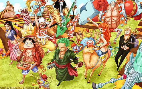 Anime, One Piece, Brook (One Piece), Franky (One Piece), Monkey D. Luffy, Nami (One Piece), Nico Robin, Sanji (One Piece), Tony Tony Chopper, Usopp (One Piece), Zoro Roronoa, Sfondo HD HD wallpaper