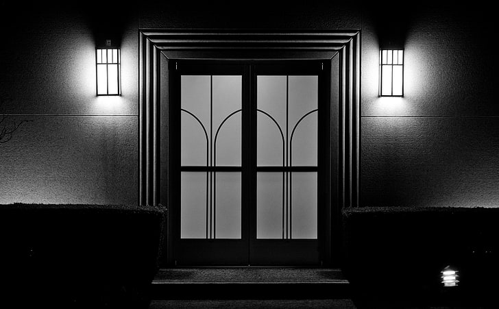 The Waiting, white and black wooden door, Black and White, Church, California, Temple, united states, Oakland, United States of America, East Bay, Later Day Saints, Mormon, Mormon Temple, Mormonism, Oakland Temple, HD wallpaper