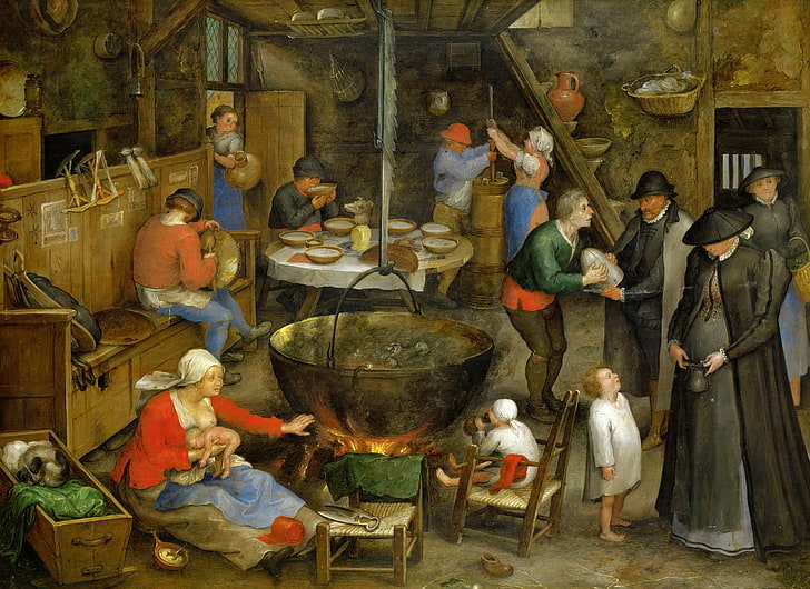 รูปภาพประเภท Jan Brueghel ผู้อาวุโสเยี่ยมชมฟาร์มเฮ้าส์, วอลล์เปเปอร์ HD