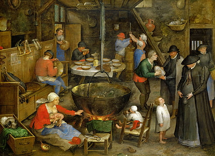picture, genre, Jan Brueghel the elder, Visit to farm House, HD wallpaper HD wallpaper