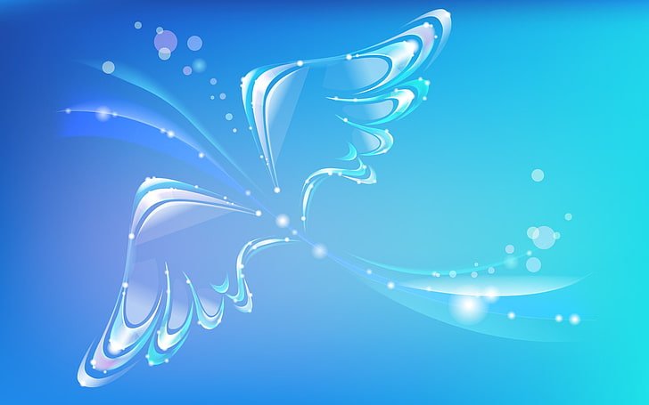 blue wings wallpaper, butterfly, wings, glow, point, curves, HD wallpaper