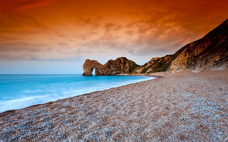 Earth, Durdle Door, Beach, Dorset, England, Horizon, Ocean, Sand, HD wallpaper