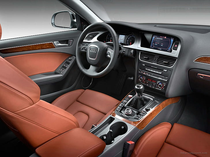 아우디 A4 Avant 인테리어, 검은 색과 빨간색 자동차 인테리어, 인테리어, 아우디, 전위, 자동차, HD 배경 화면