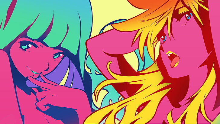 multicolored women wallpaper, anime, colorful, Panty and Stocking with Garterbelt, Anarchy Panty, Anarchy Stocking, HD wallpaper