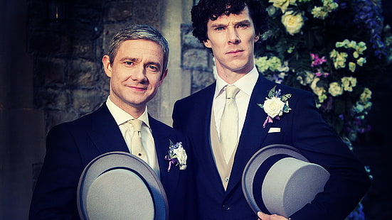Sherlock, Benedict Cumberbatch, Martin man, bröllop, skådespelare, män, HD tapet HD wallpaper