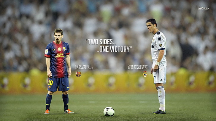 two football player wallpaper, Soccer, Cristiano Ronaldo, Lionel Messi, HD wallpaper