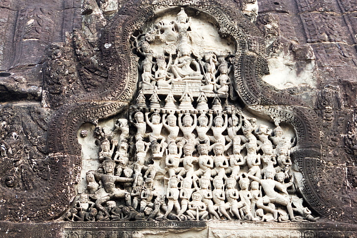 Cambodia, Angkor Wat, sculpture, gods, World Heritage Site, HD wallpaper