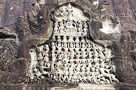 Камбоджа, Ангкор Ват, скульптура, боги, объект Всемирного наследия, HD обои HD wallpaper