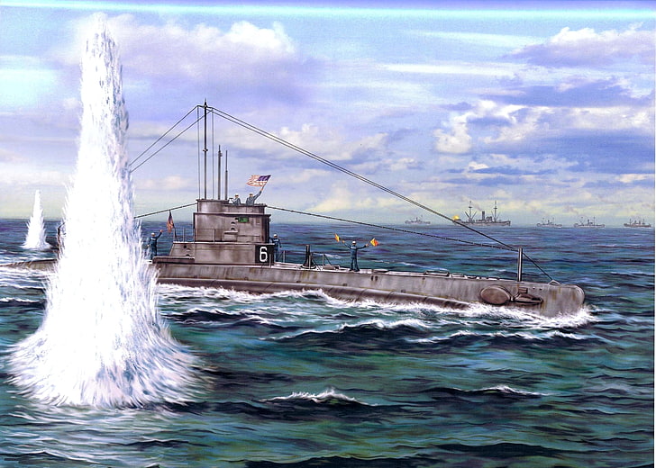 US Submarines 1900–35 illustration, figure, explosions, art, submarine, HD  wallpaper | Wallpaperbetter