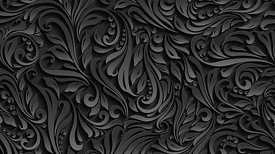 Абстрактный, черный, серый, узор, вихрь, HD обои HD wallpaper