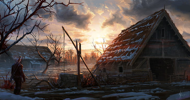 Wiedźmin 3: Dziki Gon, gry wideo, Geralt z Rivii, krajobraz, Tapety HD