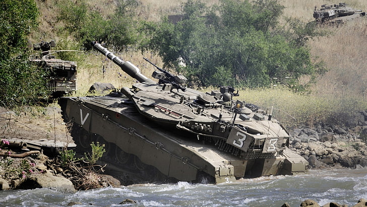 tank tempur abu-abu, Merkava Mark IV, Israel, tank, militer, Wallpaper HD