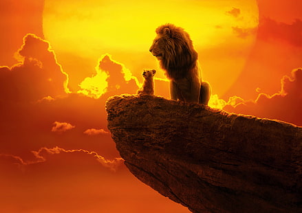 Film, Król Lew (2019), Lew, Mufasa (Król Lew), Simba, Tapety HD HD wallpaper
