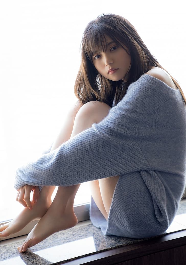 Saito Asuka, wanita, wanita di dalam ruangan, Asia, wanita Jepang, gaun sweter, Wallpaper HD, wallpaper seluler
