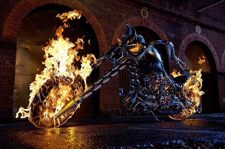 Ghost Rider Motorrad, Fahrrad, Ghost, Rennfahrer, HD-Hintergrundbild