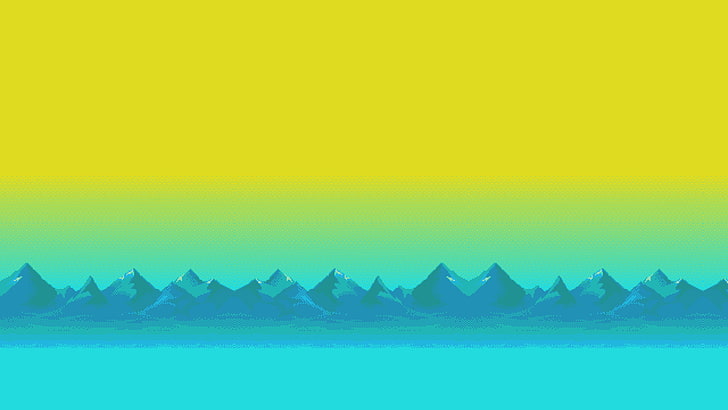 field of mountains illustration, pixel art, mountains, HD wallpaper