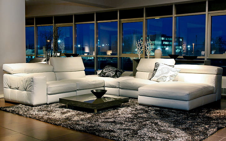 Modern White Sofa, furniture, interior design, HD wallpaper