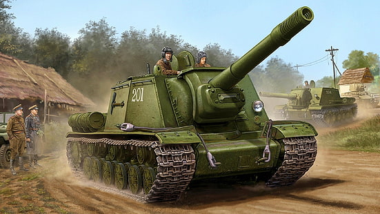 war, ISU-152, Soviet Army, World War II, military, HD wallpaper HD wallpaper