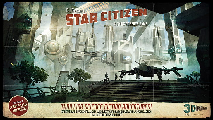 science-fiction, science-fiction rétro, espace, Star Citizen, style rétro, vaisseau spatial, ville, Fond d'écran HD