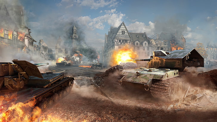 gray army tank, The sky, Clouds, Home, Dust, Smoke, Fire, Iron, Trunk, Flame, Shot, WoT, Camouflage, World Of Tanks, Wargaming Net, Tank destroyer, Weapons carrier, Waffenträger auf E 100, Waffenträger auf Pz. IV, Update 8.9, German tank destroyers, HD wallpaper