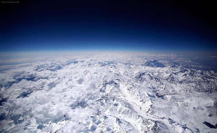 Andes Mountains, aerial photography of snow covered mountain, Space, Mountain, Range, south america, retina, Mountain Range, macbookpro, highresolution, robsheridan, HD wallpaper