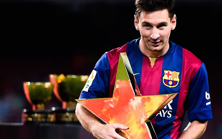 Premio Messi a forma di stella, lionel messi, 2015, famoso, Sfondo HD