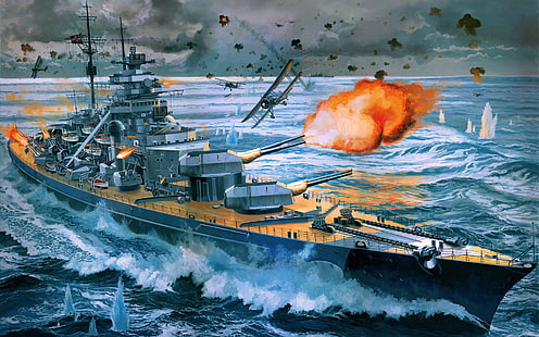 Warships, German battleship Bismarck, Battleship, HD wallpaper HD wallpaper