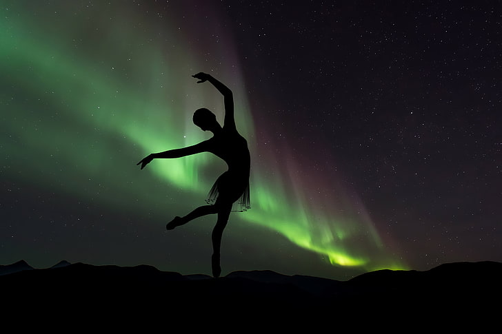 خيال امرأة ، راقصة الباليه ، صورة ظلية ، والرقص، خلفية HD