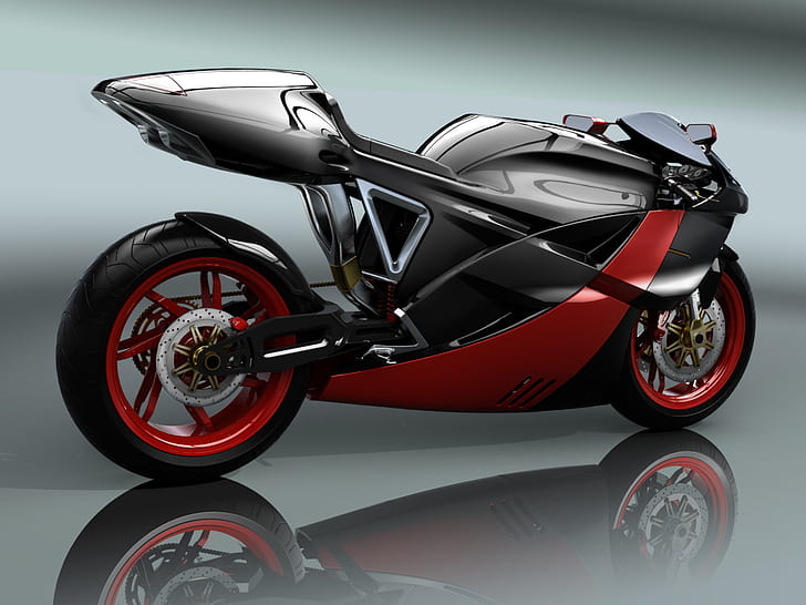 Super Bike Concept HD, schwarzes und rotes Sportfahrrad, Fahrräder, Konzept, Super, Motorräder, Fahrräder und Motorräder, Fahrrad, HD-Hintergrundbild