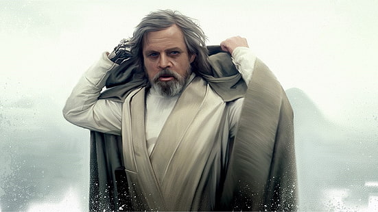 abito grigio da uomo, Star Wars, Jedi, Mark Hamill, Luke Skywalker, fan art, Sfondo HD HD wallpaper