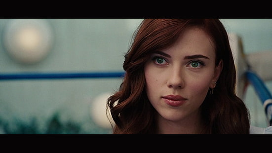 ผู้หญิงผมสีน้ำตาลเข้ม Scarlett Johansson แม่ม่ายดำตาสีเขียวภาพหน้าจอนาตาชาโรมานอฟคนเหล็ก 2 People Eyes HD Art, women, brunettes, วอลล์เปเปอร์ HD HD wallpaper