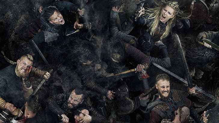 Vikings (TV series), Lagertha Lothbrok, BBC, Katheryn Winnick, fighting, sword, HD wallpaper