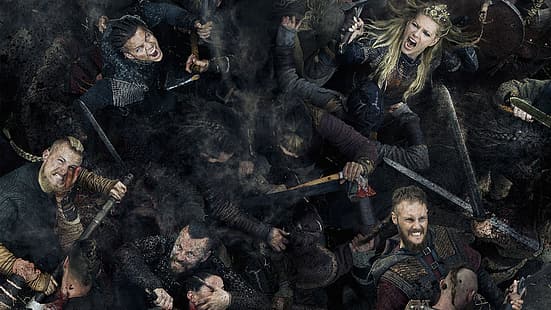 Vikings (série de TV), Lagertha Lothbrok, BBC, Katheryn Winnick, luta, espada, HD papel de parede HD wallpaper