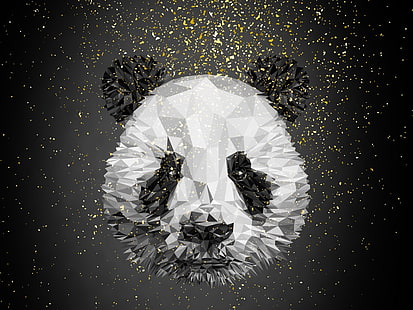 Panda, abstract, fantasy, texture, bear, black, white, HD wallpaper HD wallpaper